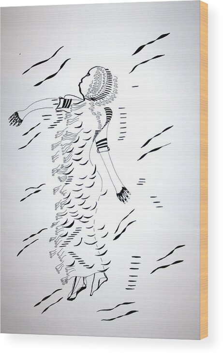 Jesus Wood Print featuring the drawing Baladi dance - Egypt #2 by Gloria Ssali