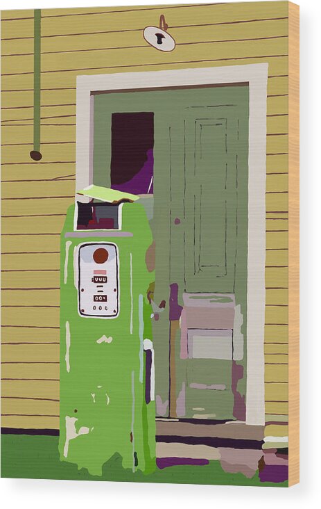 Gas Station Wood Print featuring the digital art 34 And 9 Tenths by Jim Proctor