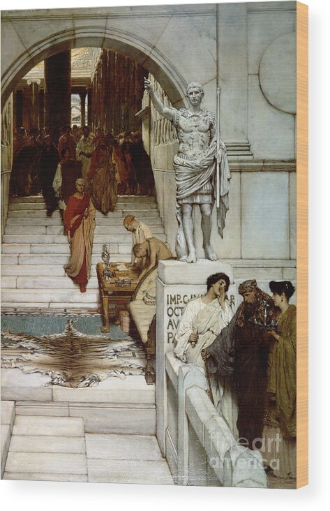 Audience Wood Print featuring the painting An Audience at Agrippa's by Lawrence Alma-Tadema