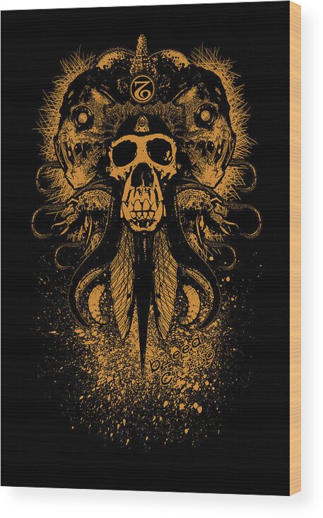 Monkey Wood Print featuring the mixed media Bleed The Chimp by Tony Koehl
