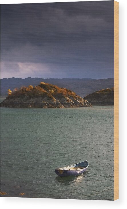 Anchored Wood Print featuring the photograph Boat On Loch Sunart, Scotland by John Short