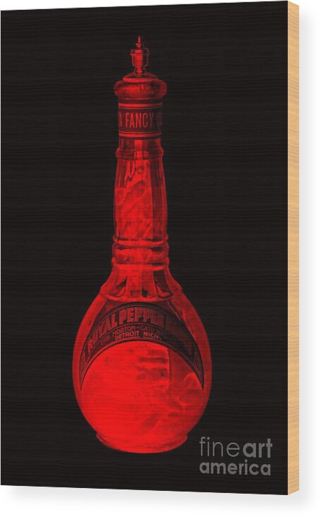 Bottle Of Royal Pepper Sauce Wood Print featuring the photograph Bottle of Royal Pepper Sauce 1905 by Padre Art