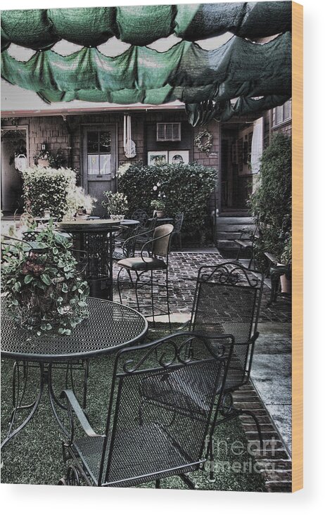 Cafe Wood Print featuring the photograph Cafe Courtyard by Joanne Coyle