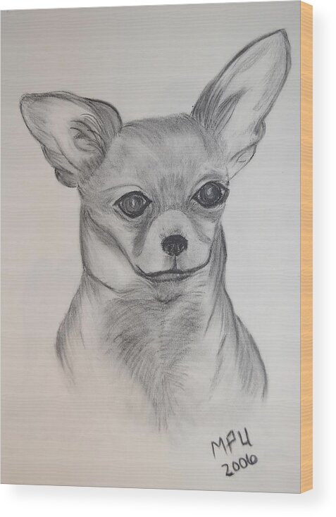 Chi Chi Wood Print featuring the drawing Chi Chi by Maria Urso