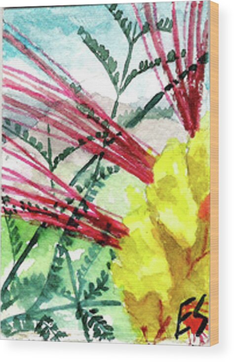 Bird Of Paradise Wood Print featuring the painting Desert Bird of Paradise by Eric Samuelson