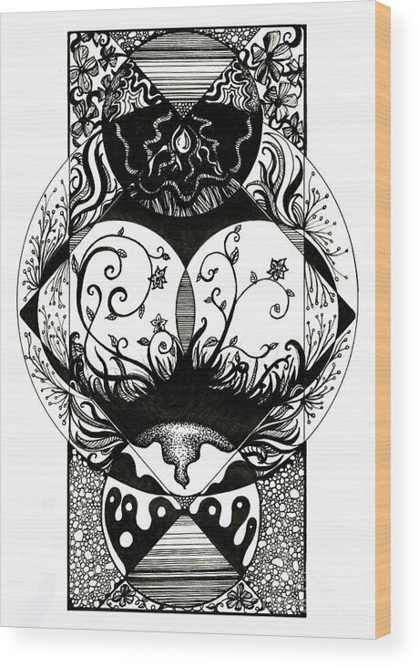 Earth Wood Print featuring the drawing Tranquility by Danielle Scott