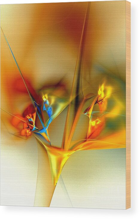 Yellow Flowers Wood Print featuring the digital art Flower Composition by Klara Acel