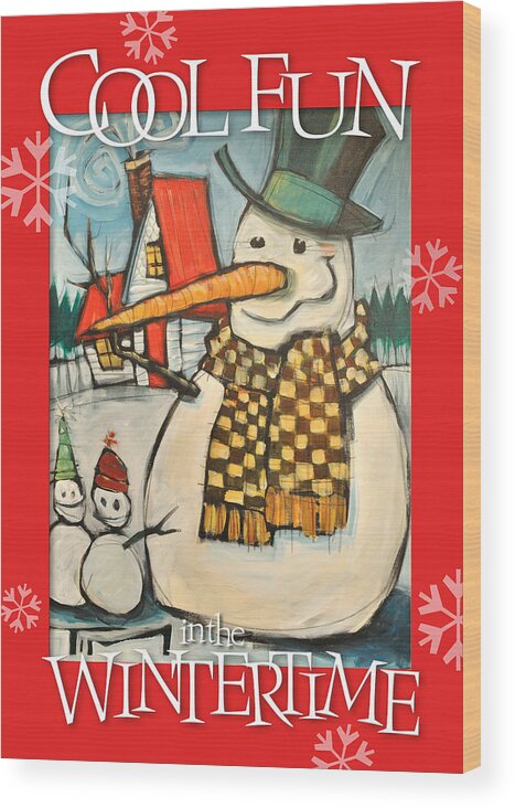 Snowman Wood Print featuring the painting Frosty Family Poster by Tim Nyberg