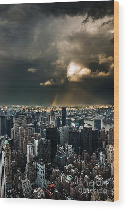 Manhatten Wood Print featuring the photograph Great Skies over Manhattan by Hannes Cmarits