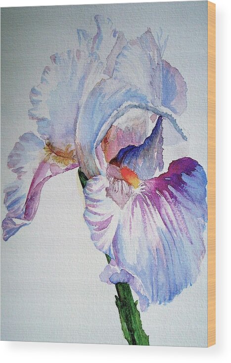 Iris Garden Wood Print featuring the painting Iris in the Garden by Sharon Mick