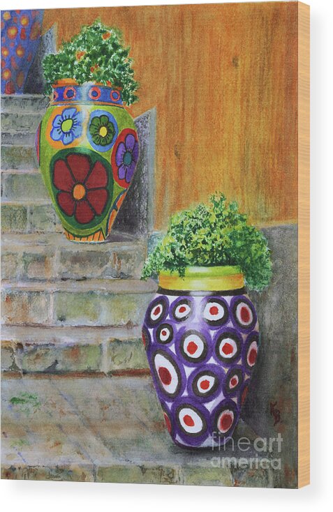 Italy Wood Print featuring the painting Italian Vases by Karen Fleschler