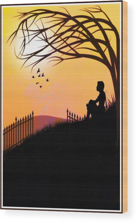 Silhouettes Wood Print featuring the digital art Morning Glory by Mary Morawska