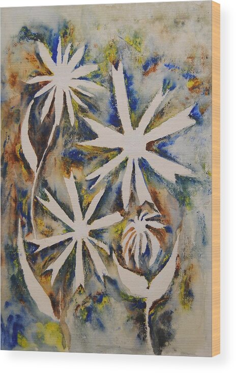Flowers Wood Print featuring the painting Natural Wonder by Vallee Johnson