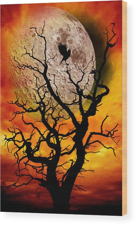 Surreal Wood Print featuring the photograph Nuclear Moonrise by Meirion Matthias