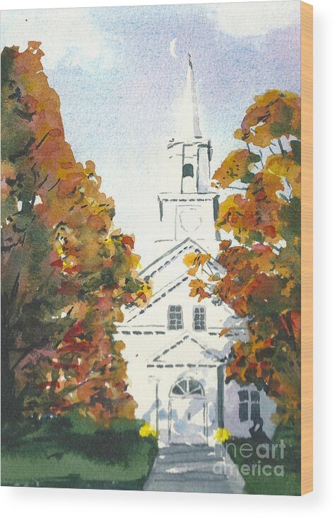 Church Wood Print featuring the painting Oakdale United Methodist Church by Lynn Babineau