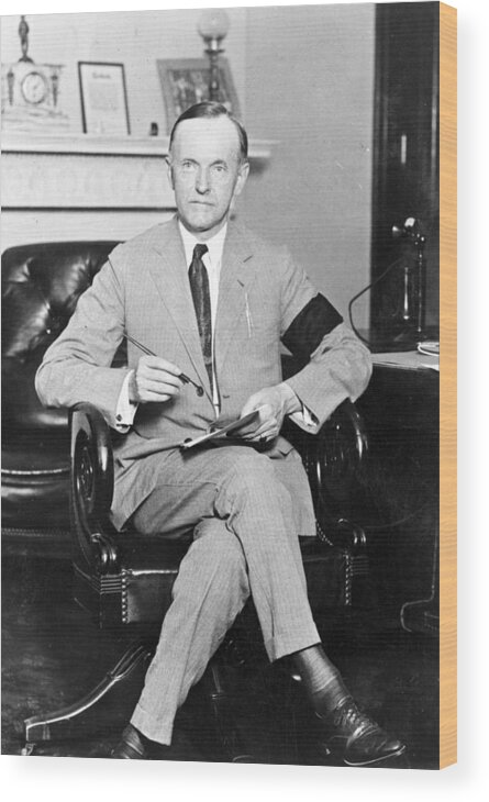 president Calvin Coolidge Wood Print featuring the photograph President Calvin Coolidge by International Images