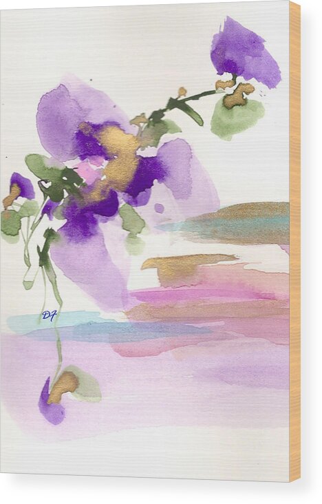 Purple Wood Print featuring the drawing Purple Flower by Darlene Flood