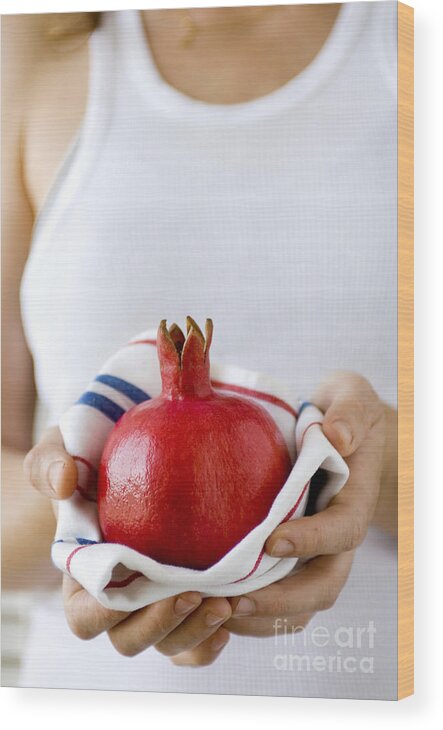 Red Wood Print featuring the photograph Red Ripe Pomegranate by Shahar Tamir