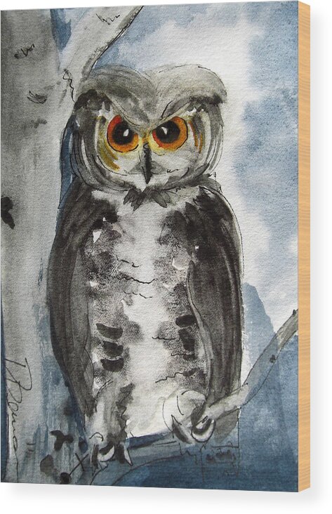 Owl Wood Print featuring the painting Rocky Mountain Owl by Dawn Derman