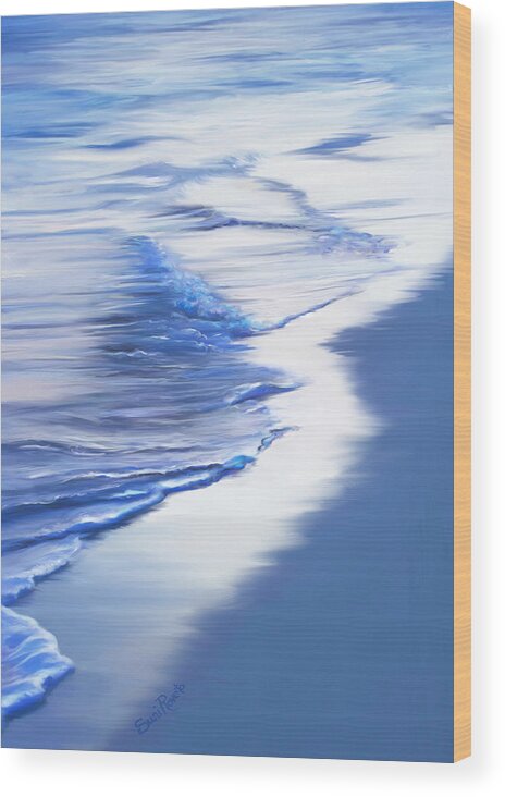 Landscape Wood Print featuring the painting Sea Foam by Suni Roveto