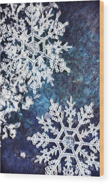 Christmas Wood Print featuring the photograph Snowflakes by HD Connelly