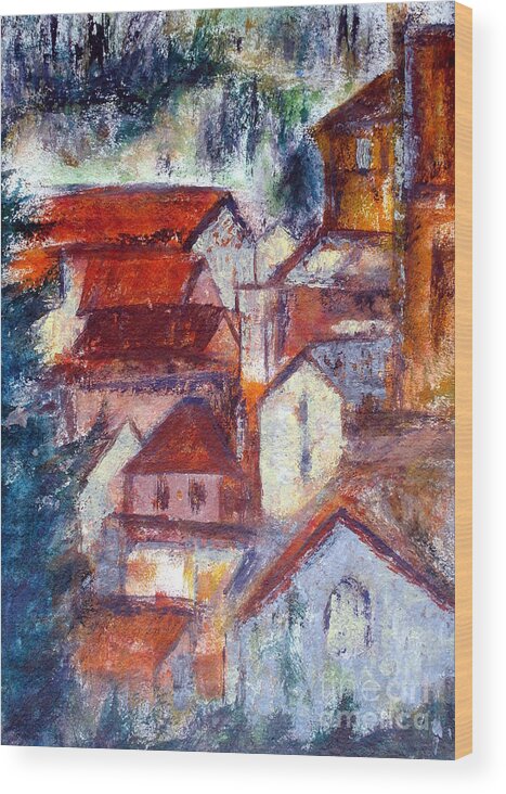 France Wood Print featuring the painting St Cyprien France by Jackie Sherwood