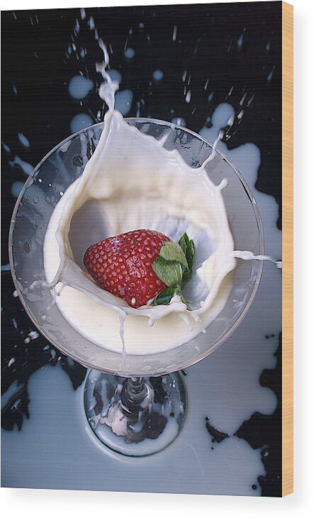 Strawberry Wood Print featuring the photograph Strawberry Splash by Prince Andre Faubert