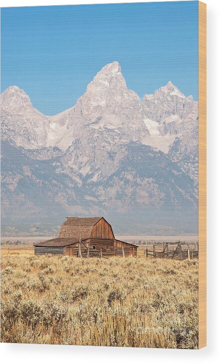 Wyoming Wood Print featuring the photograph Teton Mormon Barn by Bob and Nancy Kendrick