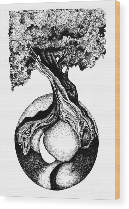 Summer Wood Print featuring the drawing Tree of Life by Danielle Scott