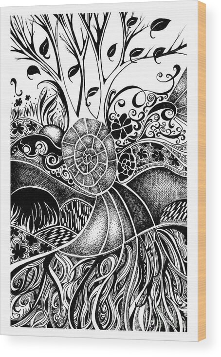 Tree Wood Print featuring the drawing Tree Series 44 by Danielle Scott