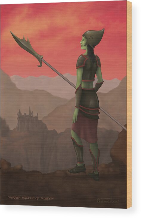 Skorden Wood Print featuring the digital art Warrior Princess of Skorden by James Horsler