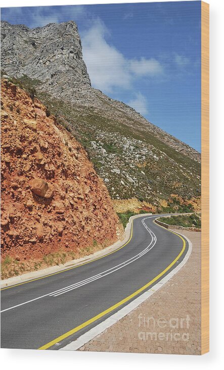 Journey Wood Print featuring the photograph Winding costal road between Gordon's Bay and Betty's Bay by Sami Sarkis