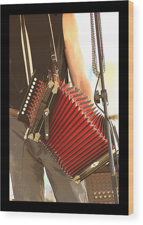 Music Wood Print featuring the photograph Zydeco Red Accordian by Margie Avellino