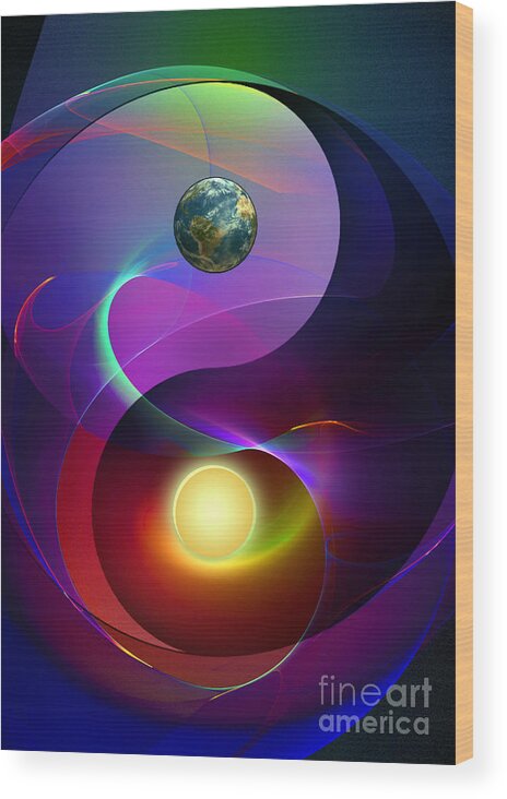 Yin Yang Wood Print featuring the digital art Balance #2 by Shadowlea Is