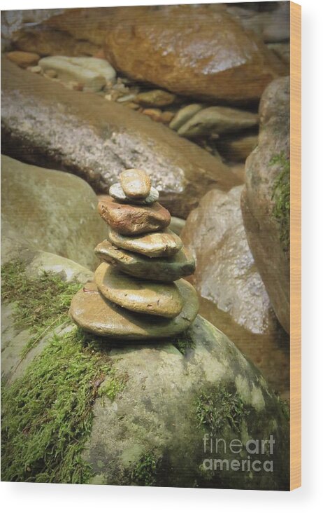 Cairn Wood Print featuring the photograph Cairn #1 by Anita Adams