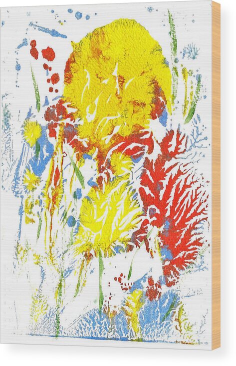 Cannah Flowers Blue Kites Wood Print featuring the painting Canna Lilies 1 #1 by Asha Sudhaker Shenoy