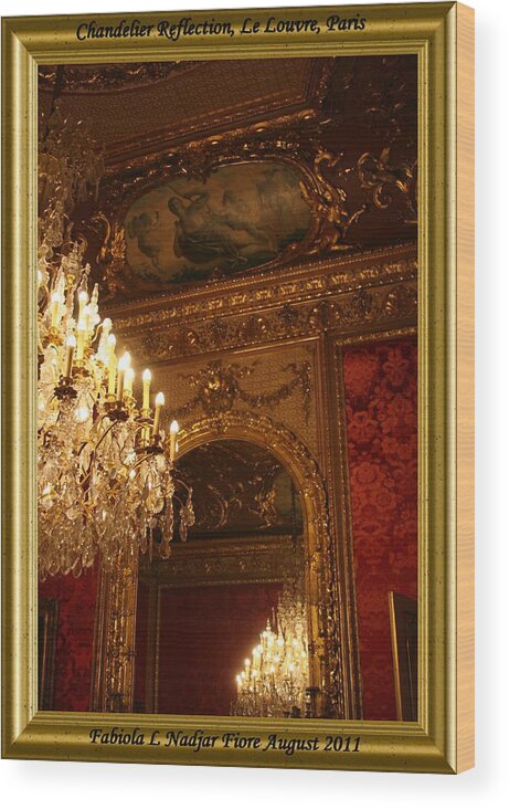 Gold Wood Print featuring the photograph Chandelier Reflection #2 by Fabiola L Nadjar Fiore