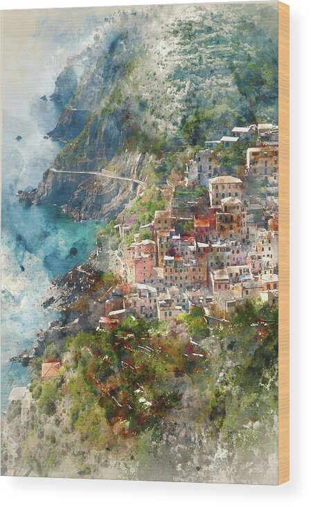 Nature Wood Print featuring the photograph Cinque Terre in Italy #1 by Brandon Bourdages