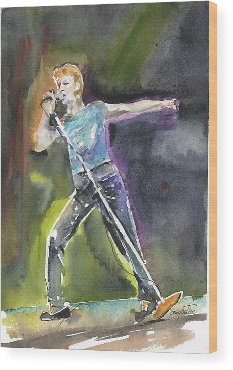Rock Legend Wood Print featuring the painting David BOWIE #1 by Bonny Butler