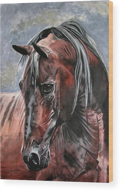 Horse Wood Print featuring the painting Forever by Melita Safran
