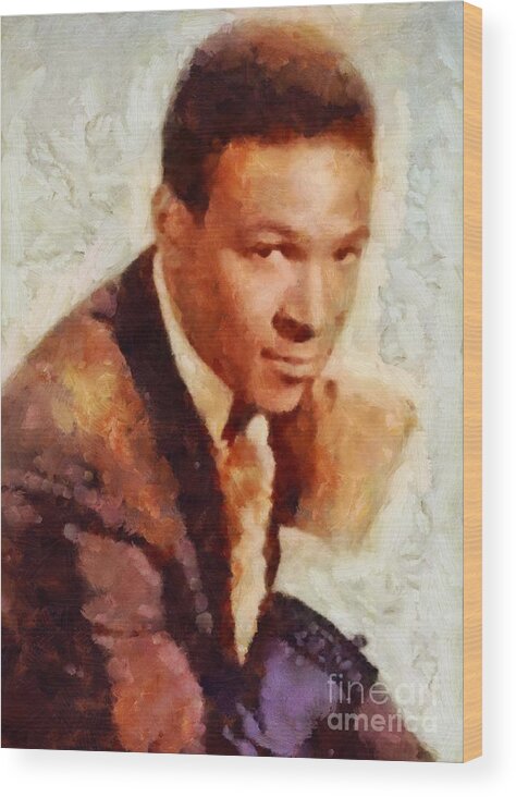 Hollywood Wood Print featuring the painting Marvin Gaye, Music Legend #1 by Esoterica Art Agency