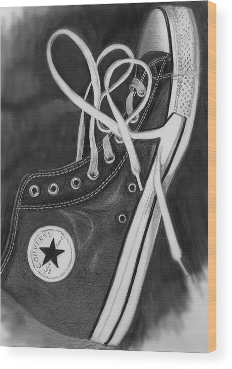Son's Chuck Taylor Converse Shoe Wood Print by Carliss Mora - Fine Art America