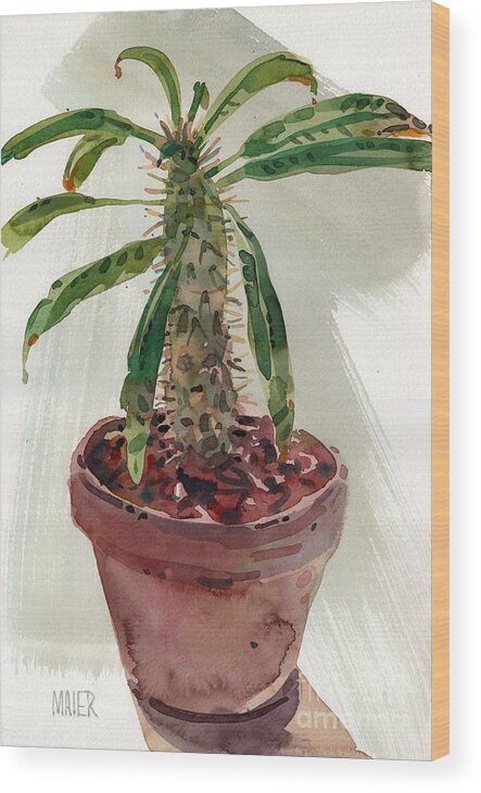 Euphorbia Wood Print featuring the painting Pachypodium by Donald Maier