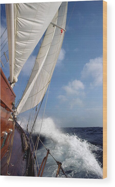 Sailing Wood Print featuring the photograph Rail down #2 by Gary Felton