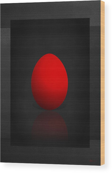 �red On Black� Collection By Serge Averbukh Wood Print featuring the photograph Red Egg on Black Canvas by Serge Averbukh