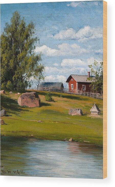 Thorsten Waenerberg Wood Print featuring the painting Red House #1 by MotionAge Designs