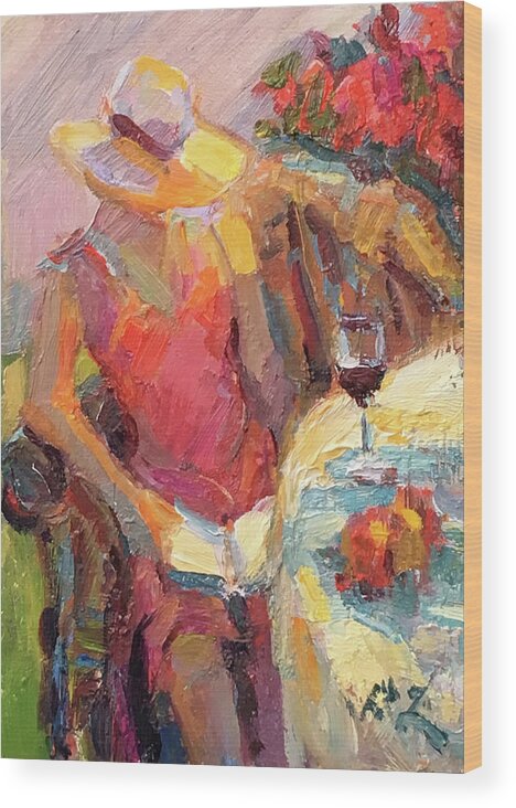 #redwine Wood Print featuring the painting Red Wine #2 by Diane Leonard