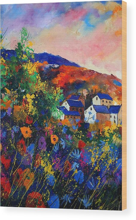 Landscape Wood Print featuring the painting Summer by Pol Ledent