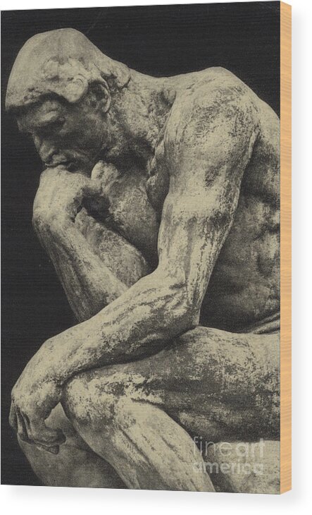 The Thinker Wood Print featuring the photograph The Thinker by Auguste Rodin