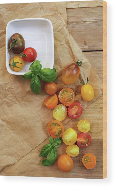 Tomatoes Wood Print featuring the photograph Tomato Still Life 5 #1 by Rebecca Cozart
